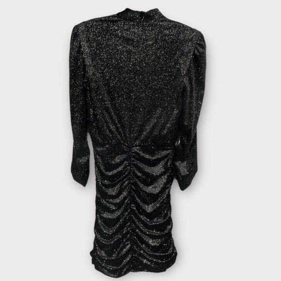 Rebecca Vallance Moon River Metallic Velvet Minidress Women's 2 Black NWT - Picture 4 of 9